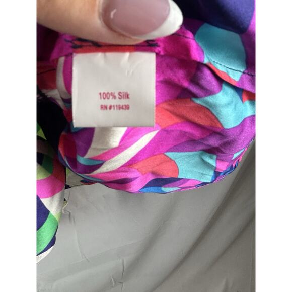 Julie Brown NYC Colorful Mod Silk Peplum Preppy Tank Size Small - Picture 4 of 6